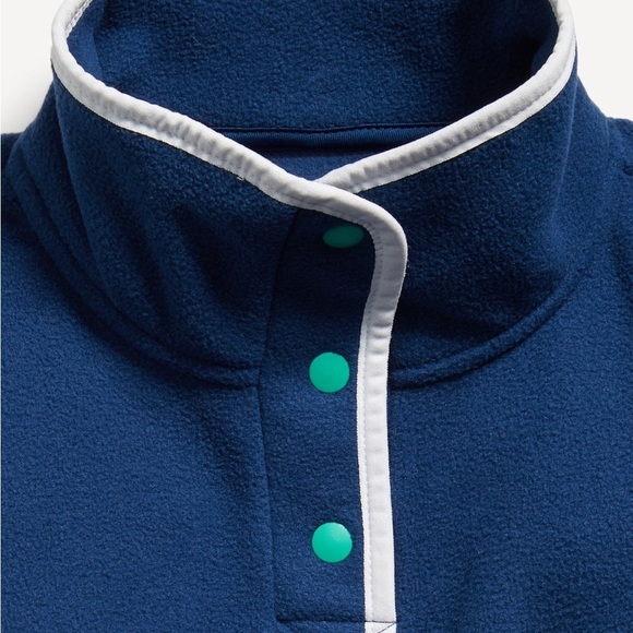 Old Navy Girls Pullover Microfleece Loose mock neck quarter button snap front - Picture 5 of 7